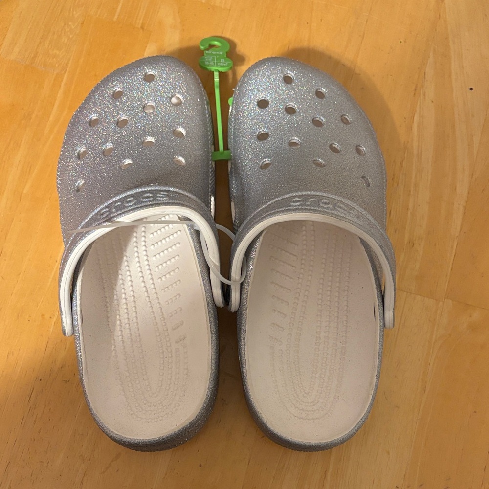 CROCS  Glittery Silver Clogs